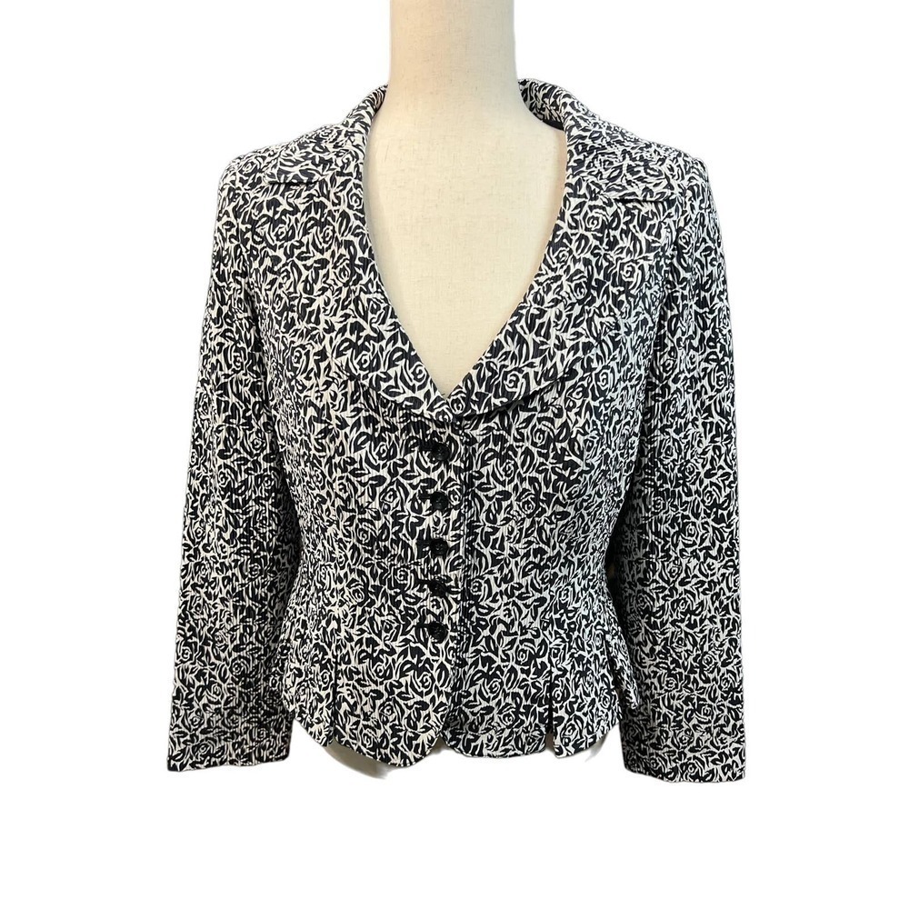 Vintage B. Moss Clothing Company Blazer in Black & White Floral, size 6